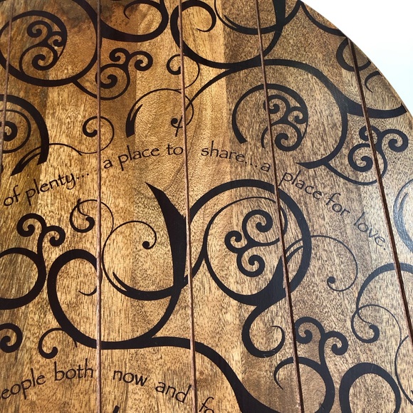 Mary & Martha solid wood round Lazy Susan. 23"circumference,Brown & Dark Brown. - Picture 3 of 7